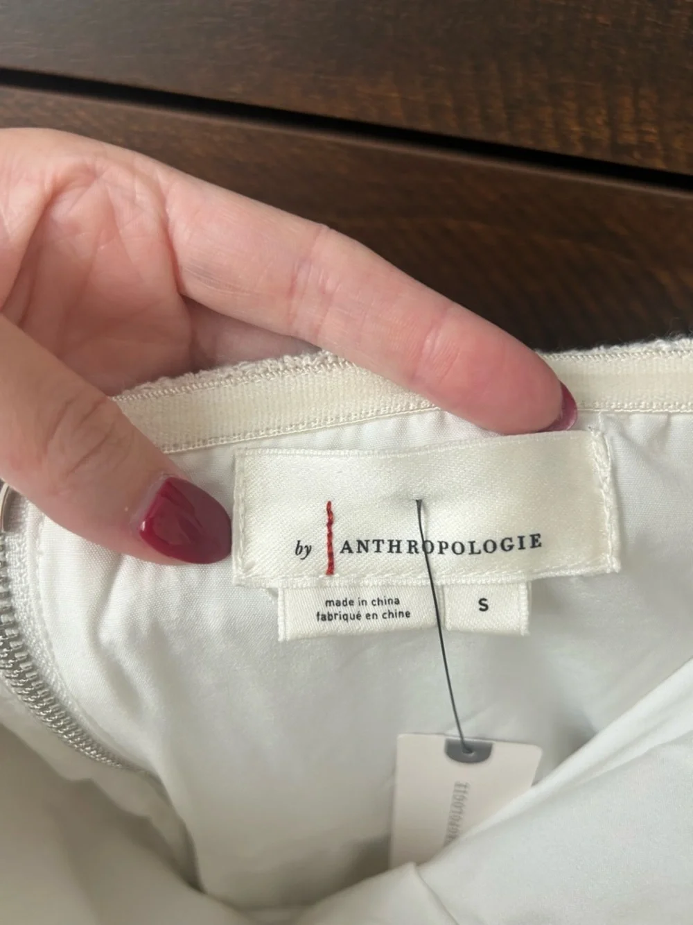 Anthropologie Cream Floral Appliqué Strapless Tweed Dress - Picture 3 of 4